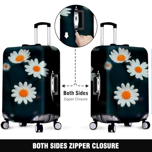 Travel Luggage Cover Suitcase Protector Scratch-Resistant Fit Not Included Suitcase White Flowers Daisy XL-30-32in2