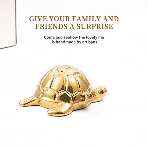 Set de 3 Estatuas de Tortugas Doradas de Cerámica miniatura 2
