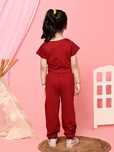 Image of LILPICKS Girls Boxy Fit Athleisure Co-ord set (Maroon)