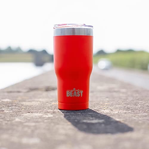 Image of Beast 30oz Red Insulated Reusable Tumbler- BPA Free | Stainless Steel Coffee Cup with Lid,2 Straws,Brush & Gift Box