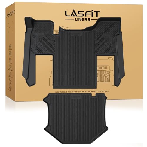Image of Lasfit Floor Mats for Kenworth T680 2013-2026 / T880 2014-2026, All-Weather Protection TPE Car Liners for Kenworth T680 /T880 Accsessories, Black, Easy to Clean