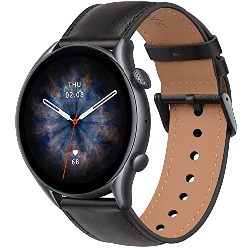 AK Lederarmband für Amazfit GTR 4,GTR 3 Pro,GTR 3,GTR 2e,GTR 2,Amazfit GTR 47 mm, verstellbares Armband mit Metallschnalle für Damen und Herren, weiches Ersatzarmband für Amazfit GTR Smartwatches