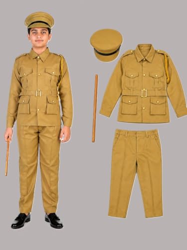 Image of BookMyCostume Premium Fabric Indian Police Commissioner Profession Community Helper Kids Fancy Dress Costume 9-10 years