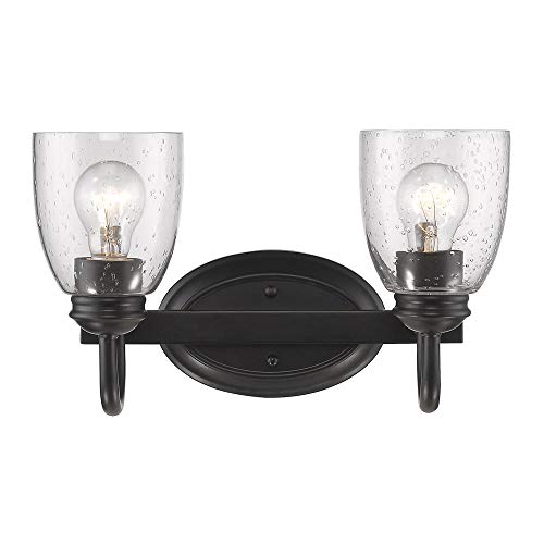 Golden Lighting 8001-BA2 BLK-SD Two Light Bath Vanity, Black