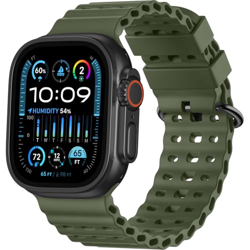Lerobo Ocean Sport Watch Band Compatible with Apple Watch Ultra 3 2 1 49mm, Series 11/10 46mm, Series 9/8/7 45mm, Series 6/5/4/SE3/SE2/SE 44mm, S3/2/1 42mm, Sturdy Silicone Watch Band for Me