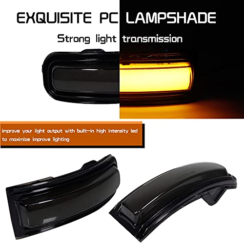 Tonsya Full Amber Led Lamps Smoked Lens kit Compatible With 2015 2016 2017 2018 2019 2020 2021 2022 Jeep Renegade Replace OEM Front Bumper Sequential LED Side Mirror Turn Signal Lights 2 Pcs