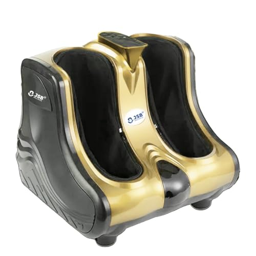 Image of JSB HF04 Pro Leg Foot and Calf Massager Machine for Pain Relief | 4 Motors | Kneading + Heat + Rollers (Golden)
