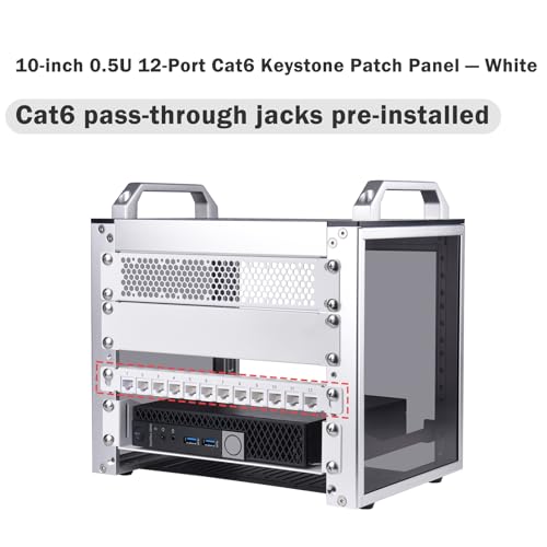 Image of GeeekPi 12 Port Patch Panel, 10inch 0.5U CAT6 Network Patch Panel for DeskPi RackMate T1 /T0 /T2 /T1 Plus /T0 Plus /TL1 and 10 Inch Server Rack /Network Cabinet