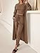 KIRUNDO Women Spring 3 Piece Outfits Casual Fall Long Sleeve Long Cardigan Sleeveless Crop Top Drawstring Pants Lounge Sets(Khaki, Small)