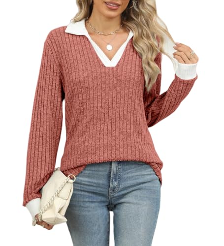 Image of Womens Long Sleeve Shirts Fashion Fall Tops Blouses Sweater Dressy Business Casual Outfits
