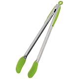 Progressive International 16 Inch Silicone Gripper Tongs, Greem