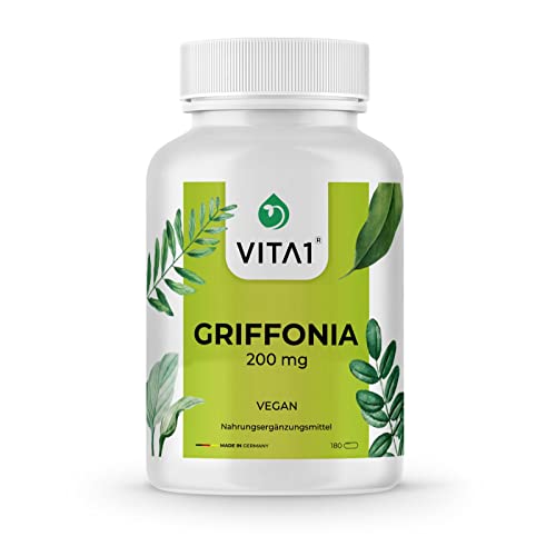 Griffonia 180 Kapseln von VITA1Griffonia 200mg als sinnvolle Nahrungsergänzung sind vegan, glutenfrei und frei von Chemekalien, Soja, Gentechnik und Konservierungsstoffen.