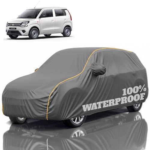 Image of Premium Polyester Car Cover Wagon R All-Weather Protection from Rain, Dust & Sun | UV Resistant Fabric | Full Body Secure Fit for Outdoor & Indoor Parking Grey