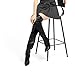 FEMSTEP Black Women's Over The Knee High Boots Pointed Toe 4.7 Inch Stiletto Thigh High Boots Long Side Zipper Sexy Trendy Comfortable Party Nightclub Fashion Event Dress Tall Booties Size 7.5