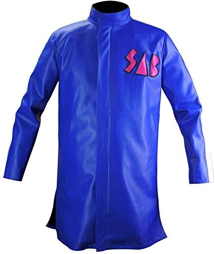 Dragon Ball Z Broly Goku Sab Blue Faux Leather Coat Jacket (L)