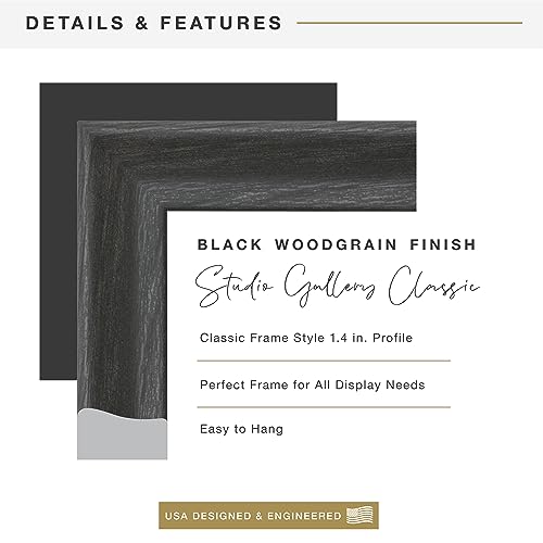 Image of MCS Studio Gallery Classic Picture Frame Black Woodgrain Engineered Wood | Studio Gallery Classic Picture Frame Black Woodgrain Engineered Wood For Photos, Posters & Art Prints