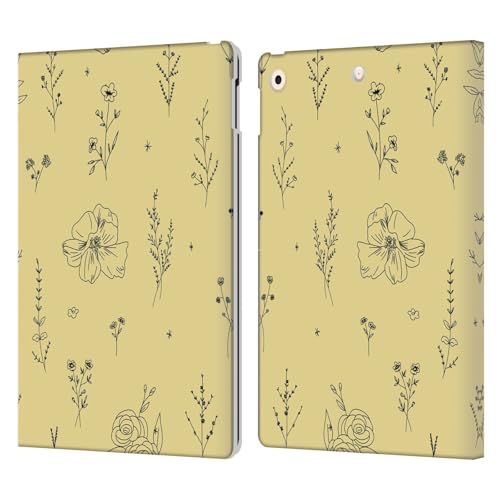 Étui portefeuille en cuir iPad 10.2 Anis Illustration motif fleurs