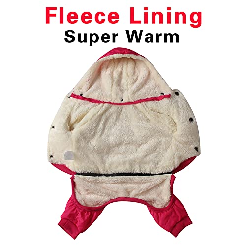 JoyDaog Fleece Lined Dog Coat with Detachable Hood and Detachable Hind Legs,Warm Puppy Jacket in Winter(Pink S) - Image 3