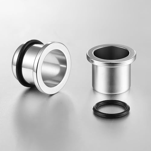 Casvort 22 PCS/16 PCS Hypoallergenic 18G-1'' Comfy Dead Stretching Plugs in 0.5mm Increments Saddle Plugs with Rubber Rings 316 Surgical Stainless Steel Crazy Ear Gauges Body Piercing Jewelry4