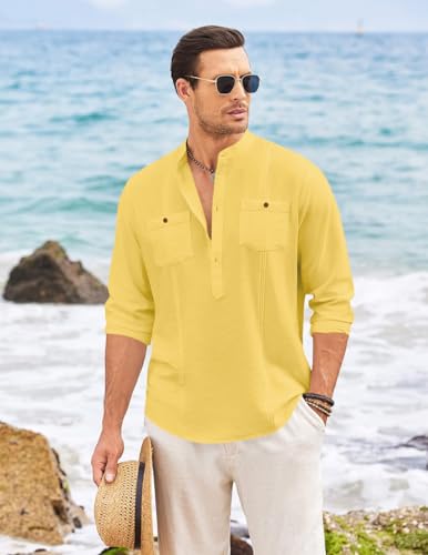 Image of Macsivo Cotton Blend Solid Casual Short Kurta for Men Long Sleeve Mandarin Collar Stylish Shirt Kurta for Men