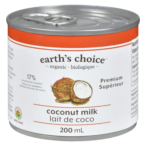 Earth's Choice Lait coco biologique 17% gras, sans OGM, 12 x 200ml