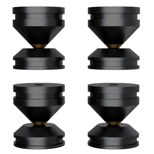Monosaudio 4 Stück HiFi Lautsprecher Spikes aus Aluminium 27x24mm, High-End Isolationsfüße Stoßdämpfer für Verstärker, Subwoofer, DAC und Plattenspieler