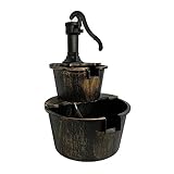 Oypla 2 Tier Cascading Barrel Garden Water Pump Fountain Feature