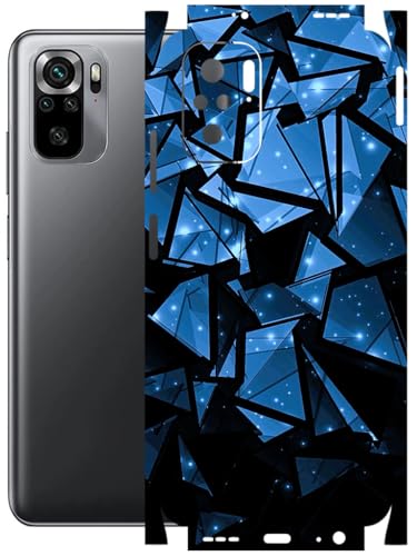 Image of AtOdds - Full Body Back Screen Guard Protector Film - Lamination Wrap Skin Sticker Compatible with REDMI Note 10 | Scratchproof Matte Finish (Blue Crystals)