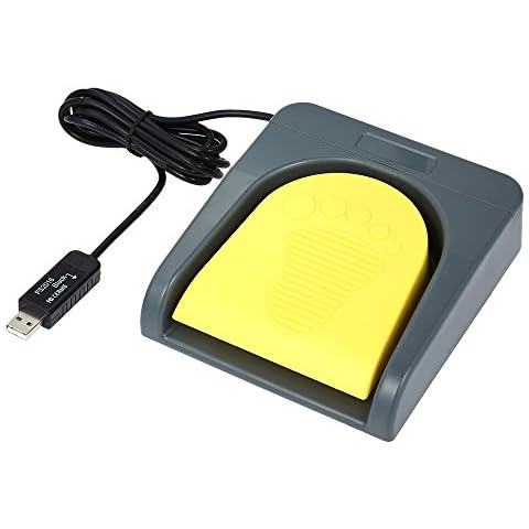 Docooler PCsensor USB Single Foot Switch Control One Key Customized Computer Keyboard Action Pedal Grey with Yellow Cover