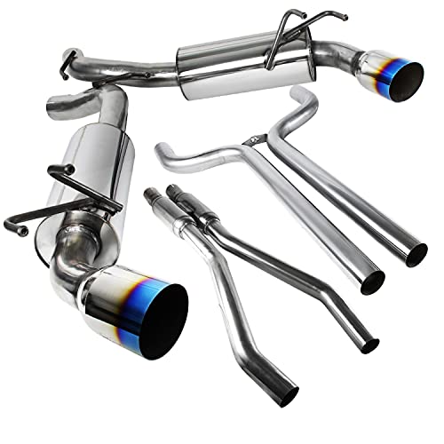 Spec-D Tuning Dual Catback Exhaust System Muffler Titanium Tip Burnt Tip Compatible with Chevy Camaro 2010-2015