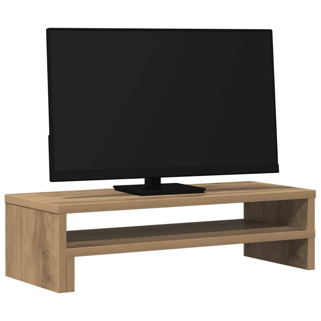 Supporto per monitor in legno di rovere Artisan, 54 x 22 x 15 cm, stabile, salvaspazio, ergonomico, per scrivania per computer, ufficio, studio, con spazio di archiviazione e portata di 25