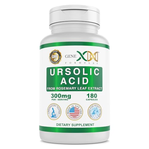 Genex Formulas Ursolic Acid 300mg (180 Capsules) Ursolic Acid Sourced from Rosemary Extract - Non-GMO Gluten Free Vegetarian