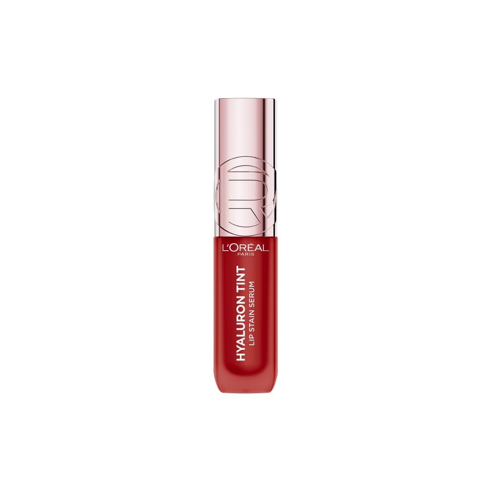 L'Oréal Paris Lip Stain Serum, Hyaluron Tint, Hydrating Lip Tint & Cheek Stain Infused with Hyaluronic Acid, 12H Longwear, Transfer-Proof & Waterproof, Natural Glass Skin Finish, 420 Le Rouge Paris