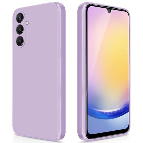 GiiYoon Case Compatible with Samsung Galaxy A25 5G Silky-Soft Touch Full-Body Protective Phone Silicone Case Shockproof Cover with Microfiber Lining Purple