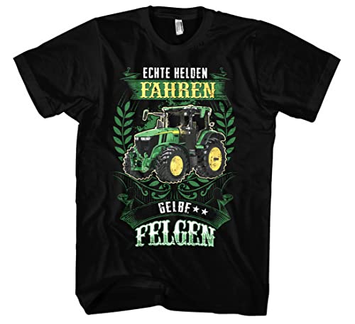 Gelbe Felgen Herren T-Shirt | Bauer Tshirt - Landwirt Tshirt Herren - Traktor - Spruch - Landwirt Geschenk | Schwarz (XXL) Cover