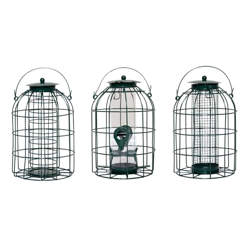 Pack of 3 Premium Wild Bird Hanging Nut Seed & Fat Ball Feeder with Squirrel & Pigeon Proof Bird Feeders UK - Durable Outdoor Peanut Feeders for Birds