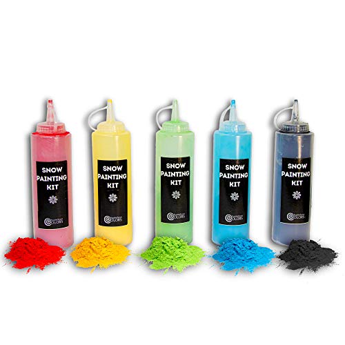 Chameleon Colors Snow Painting Kit-Snow Toys for Kids to Enjoy All Winter-Snow Paint That Won't Melt The Snow-Includes Red, Yellow, Green, Blue, and Black Color Powder Snow Paint and 5 Squirt Bottles