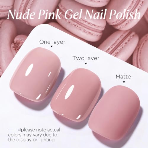 Image of AZUREBEAUTY 18ML Nude Pink Gel Nail Polish | Pure Nude Pink Soak Off UV /LED Gel Polish for French Tips, High Gloss Nude Pink Nail Art Gel for DIY Manicure Salon Use