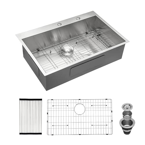 Photo 1 of ***USED - SCRATCHED AND SCRAPED***
Drop-in Kitchen Sink- GhomeG 33 x 22 inch 18 Gauge Topmount Deep Single Bowl Stainless Steel