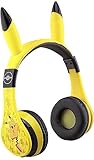 eKids Pokemon Kids Bluetooth Headphones, Wireless with Microphone, Includes Aux Cord, Volume Reduced, Foldable, Yellow
