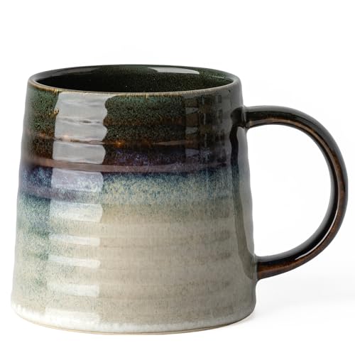 TaoTaojarvie 15.5 Oz Large Reactive Glaze Ceramic Mug, Heavy Weighted Stoneware Coffee Cup, Wide...