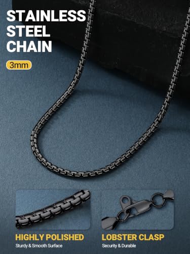 Image of PROSTEEL Stainless Steel Flat Box Link Chain Necklace for Men
