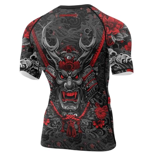 Men's Samurai Jiu Jitsu Rash Guard Short Sleeve Compression Shirt for MMA BJJ Grappling Training3