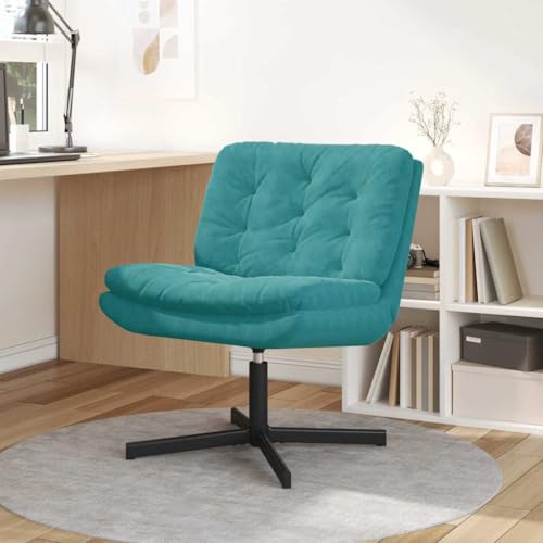 Frdhee Silla de comedor, silla de relajación giratoria turquesa 63 x 75 x 76 cm terciopelo para estudio dormitorio