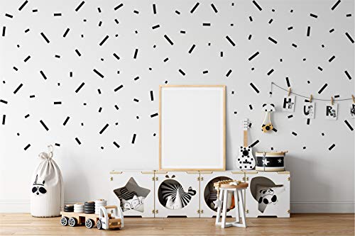 Stickerdeen | Rectangle Confetti Shape Decoration Removable Wall Art Vinyl Decal Stickers | (Pack Of 316) (Black) #TOP1