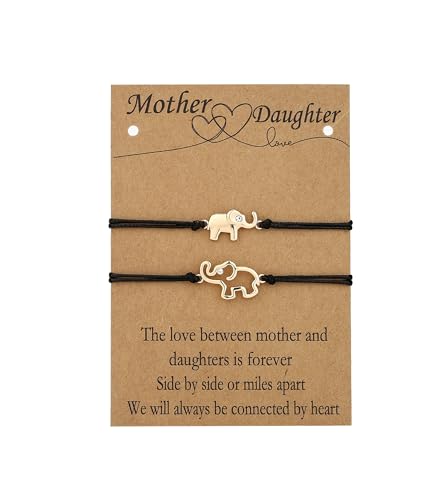 Image of Adjustable Cute Animals Elephant Matching Bracelet Mother Daughter Bracelets Set for 2 Mom Daughter Mothers Day Gift