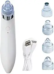 Removedor de Cravos e Espinhas a Vácuo - Sucção Ajustável (3 Níveis) e 4 Ponteiras - Limpeza Facial Profunda USB