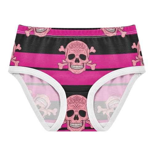 Cotton Toddlers Underwear Floral Ornate Pink Skull Vintage Floral Girl Panties Cute Artistic Briefs Undies Kids 2t