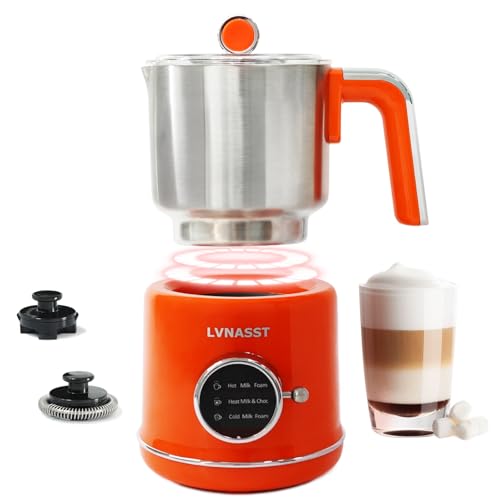 Stainless Steel Milk Frother for Coffee, 3-in-1 Electric Milk War...