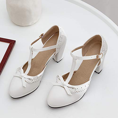 Caradise Womes T Strap Platform Heels Chunky Heeled Mary Janes Heels with Bow Pumps3